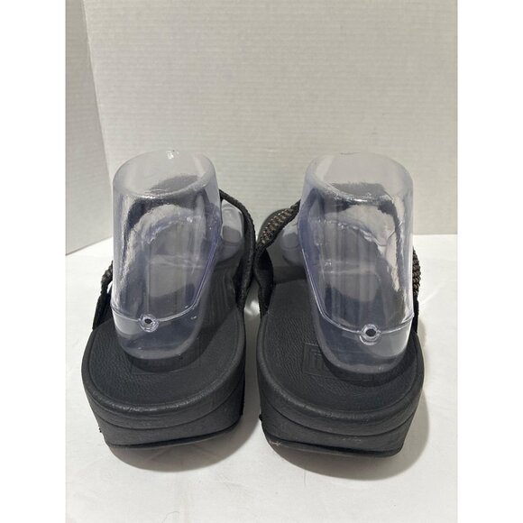 FitFlop Women Size 11 Black Strobe Luxe Toe Thong Sandals Multi Rhinestones - Picture 3 of 6
